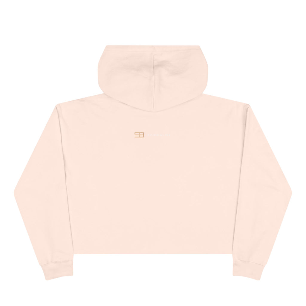 Minimalist Gold Logo Crop Hoodie — Women's Trendy Cropped Pullover