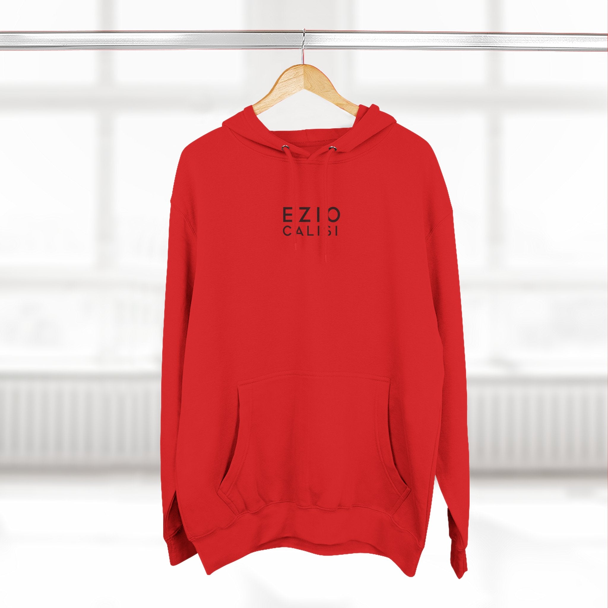 Minimalist 'EZIO CILISI' Logo Hoodie — Lightweight Three-Panel Fleece
