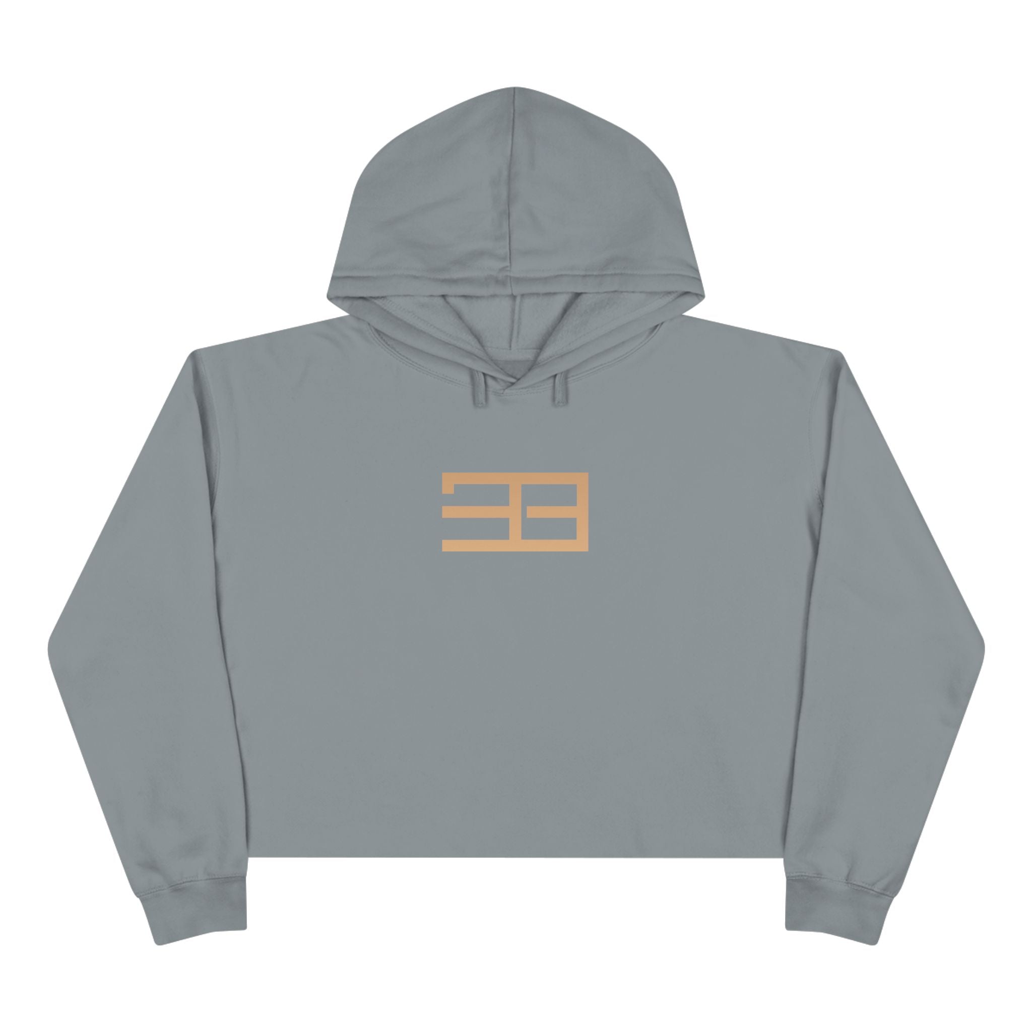 Minimalist Gold Logo Crop Hoodie — Women's Trendy Cropped Pullover