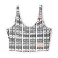 Black Neutral Grid Pattern Sports Bra — Minimal Beige Check Athletic Top
