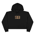 Minimalist Gold Logo Crop Hoodie — Women's Trendy Cropped Pullover