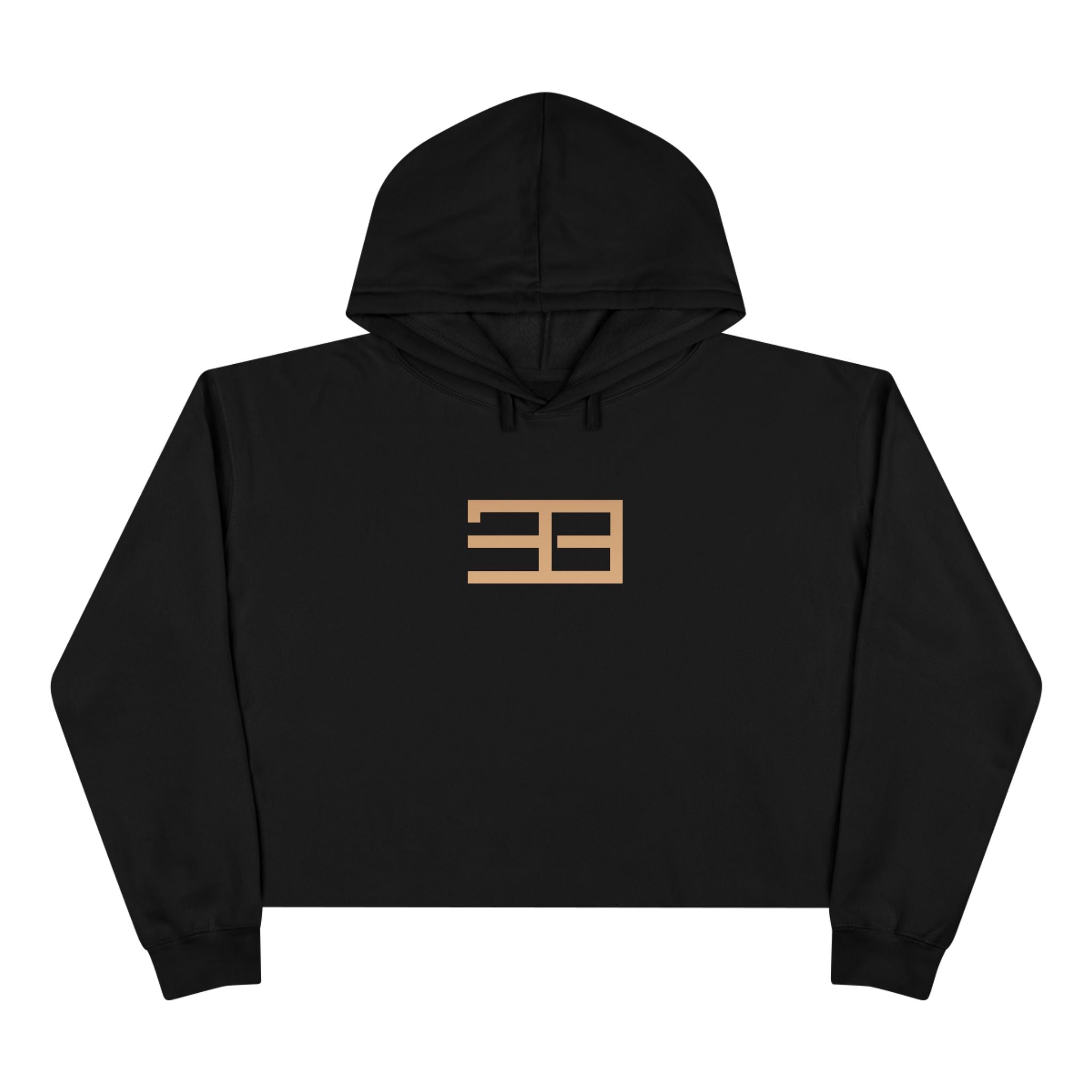 Minimalist Gold Logo Crop Hoodie — Women's Trendy Cropped Pullover