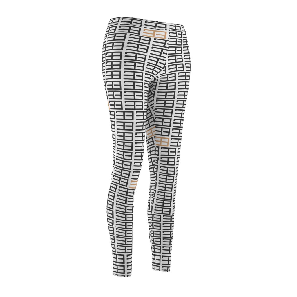 Copy of Beige Woven Plaid Women's Leggings — Casual All-Over Print