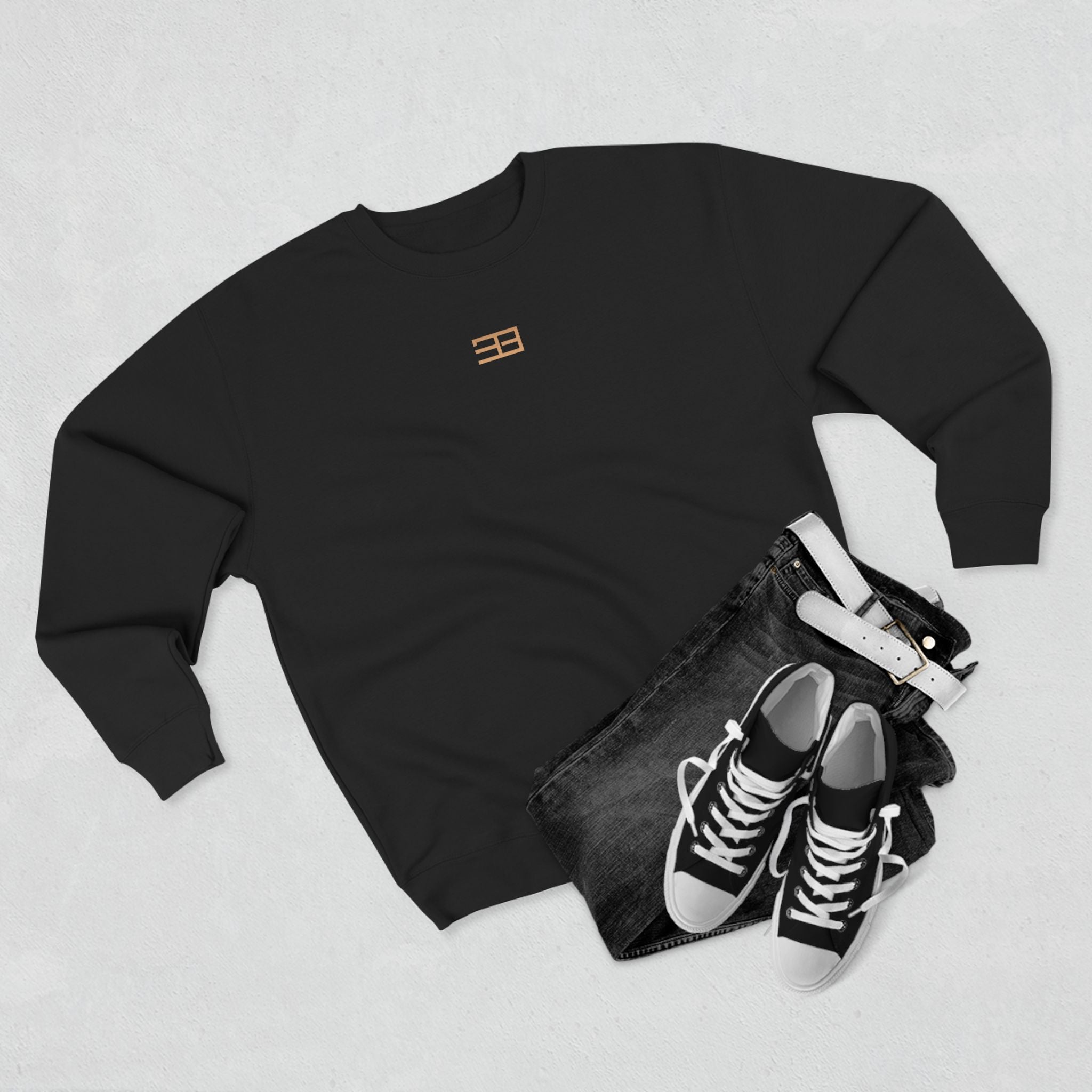Minimalist Flag Crewneck Sweatshirt — Subtle Chest Logo