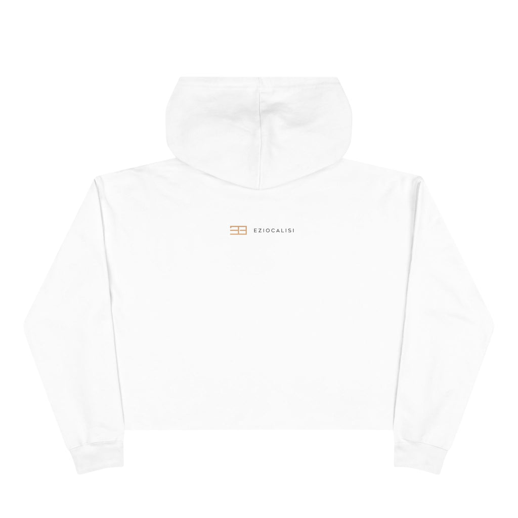 Minimalist Gold Logo Crop Hoodie — Women's Trendy Cropped Pullover