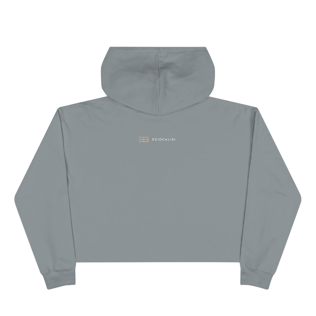 Minimalist Gold Logo Crop Hoodie — Women's Trendy Cropped Pullover