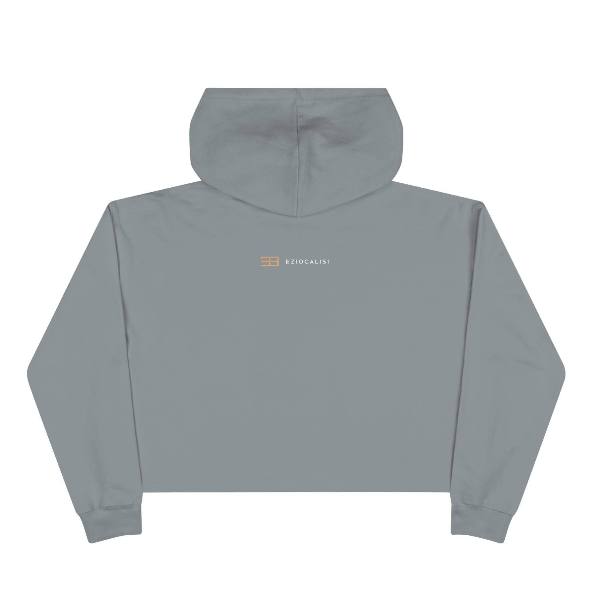 Minimalist Gold Logo Crop Hoodie — Women's Trendy Cropped Pullover