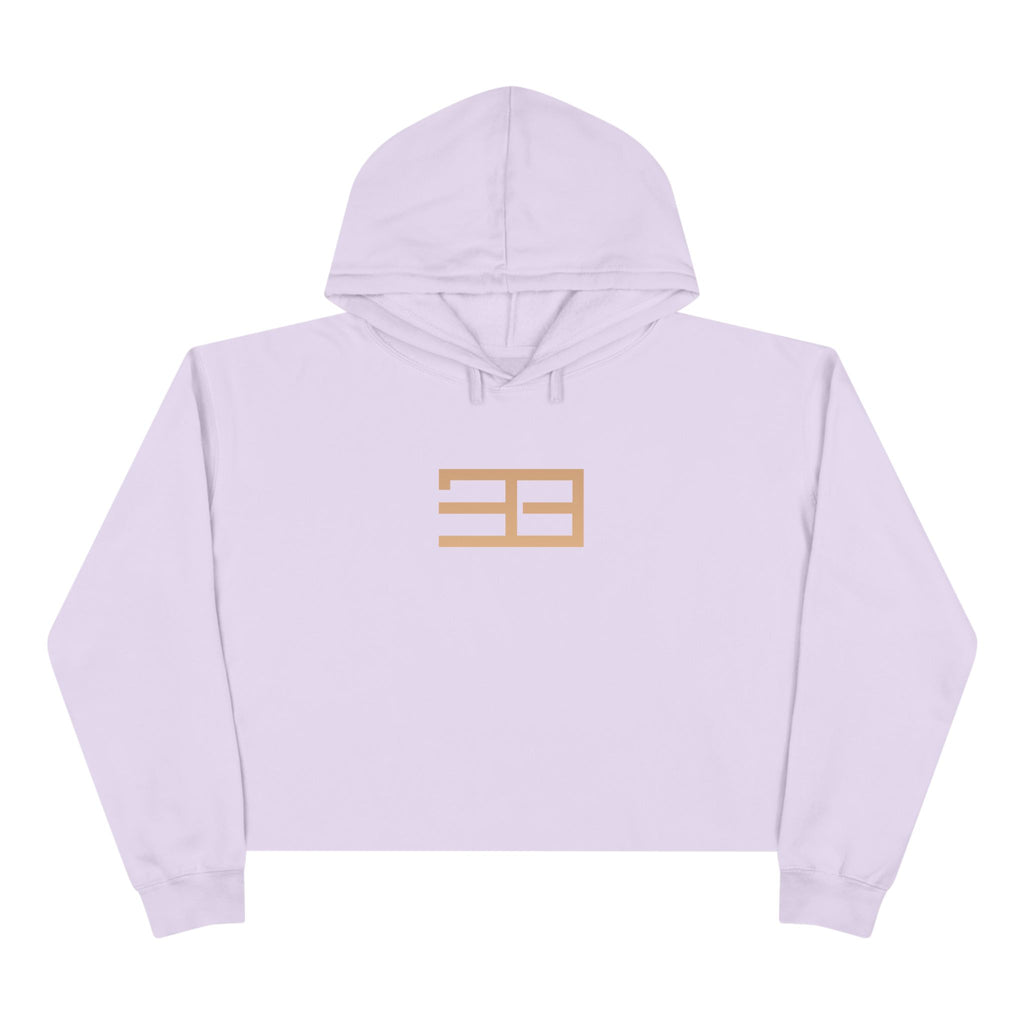Minimalist Gold Logo Crop Hoodie — Women's Trendy Cropped Pullover