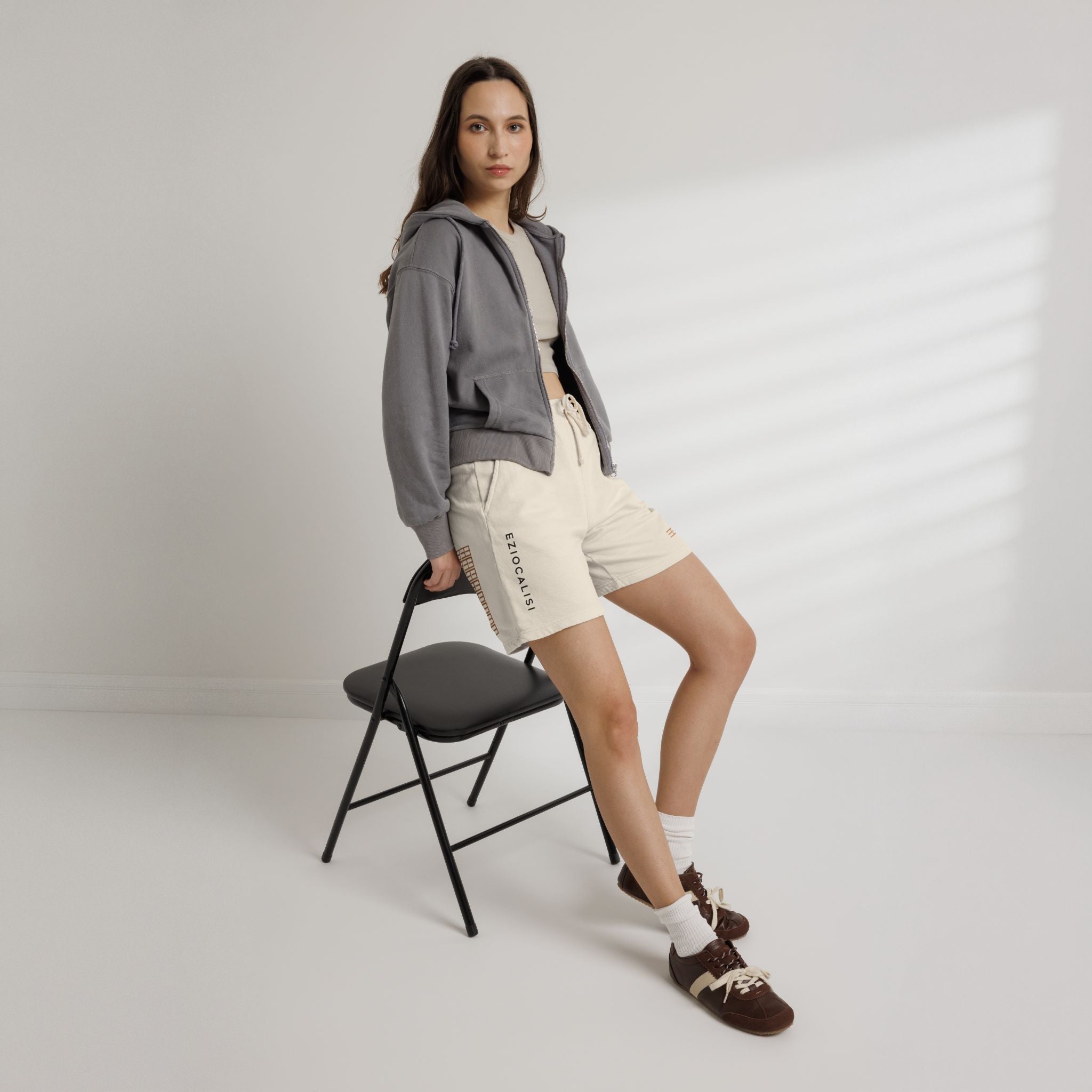 Fleece Sweat Shorts — Minimal Grid Logo Lounge Shorts
