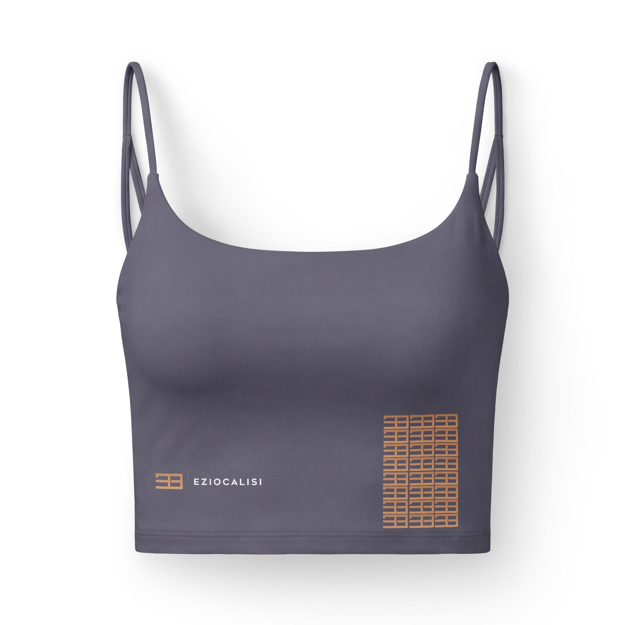Luxe Crop Bra — Minimalist Gray Sports Bra with Geometric Accent