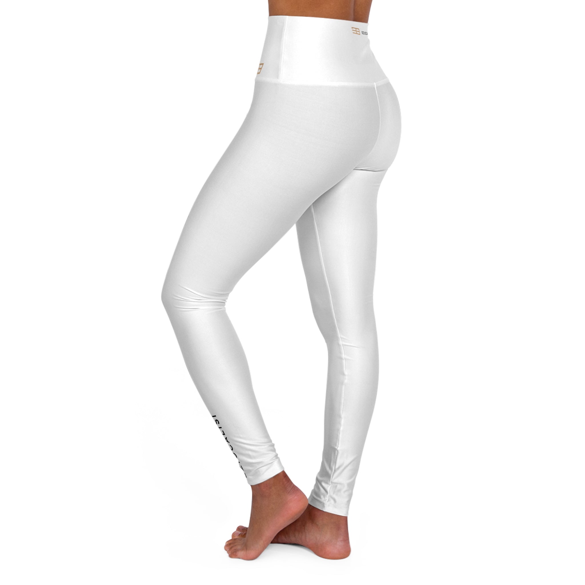 High-Waisted Yoga Leggings — Minimal White AOP Activewear