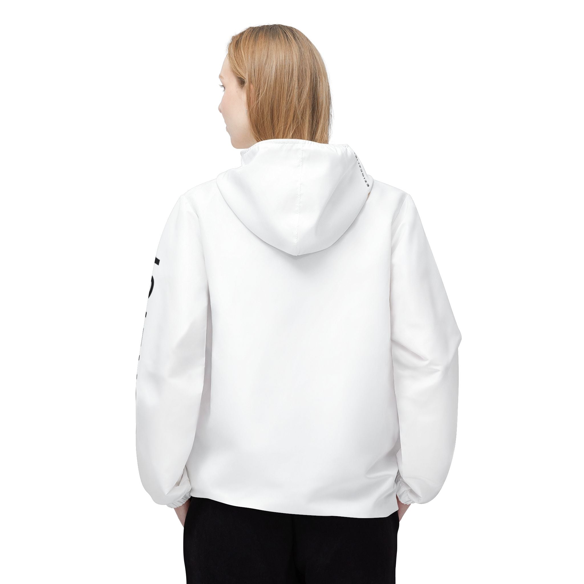 Minimal White Windbreaker Jacket — Lightweight Hooded Zip-Up