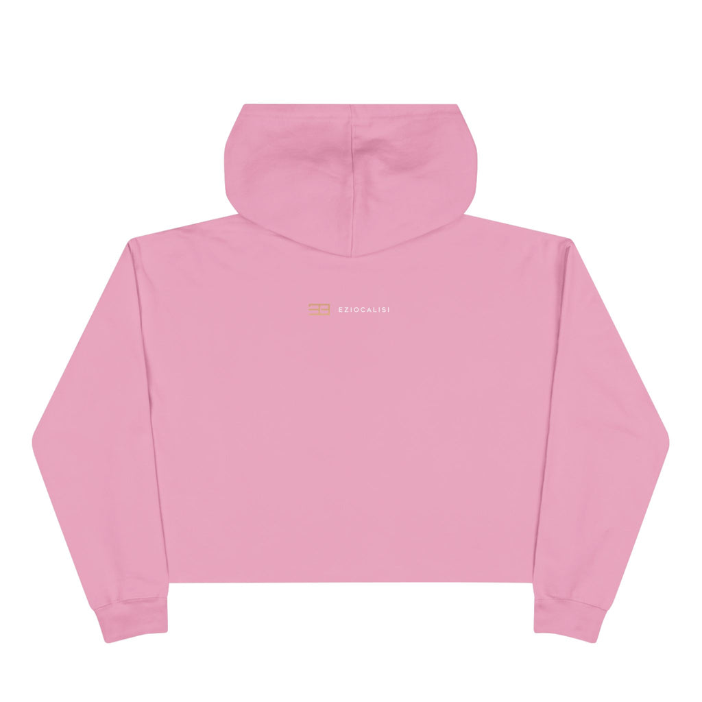 Minimalist Gold Logo Crop Hoodie — Women's Trendy Cropped Pullover