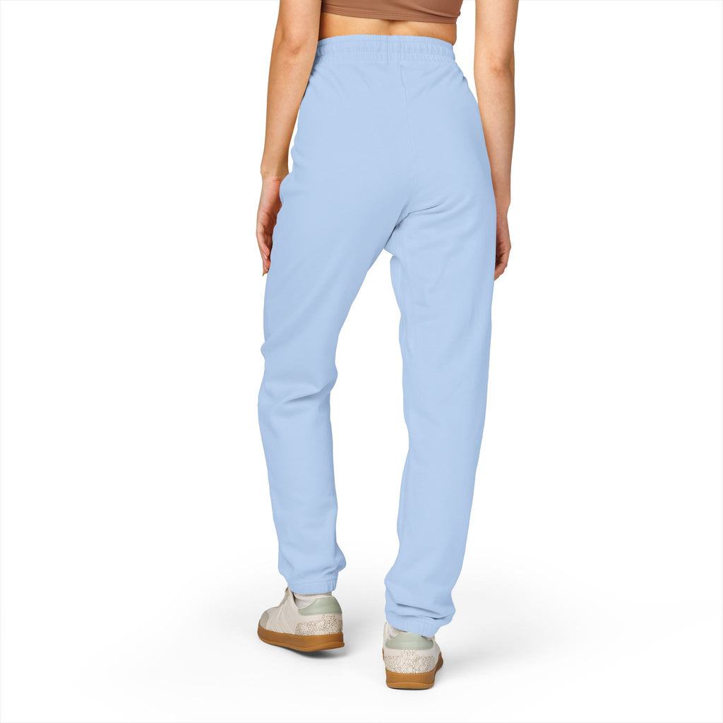 Cream Minimalist Sweatpants — Relaxed Fleece Joggers with Vertical Side Logo