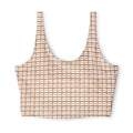 Neutral Grid Pattern Sports Bra — Minimal Beige Check Athletic Top