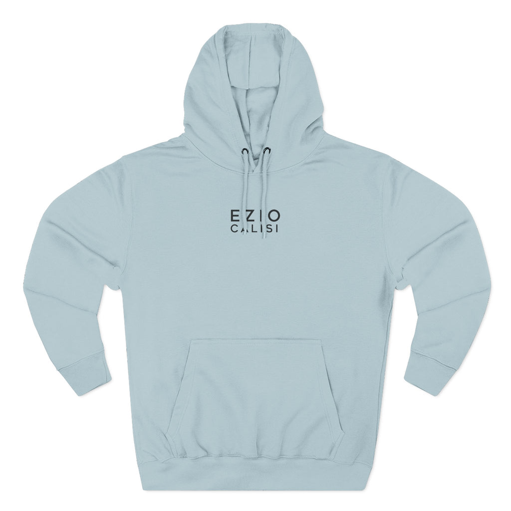 Minimalist 'EZIO CILISI' Logo Hoodie — Lightweight Three-Panel Fleece