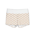 Geometric Chain-Print Women’s Yoga Shorts — Soft Neutral Athletic Hotpants