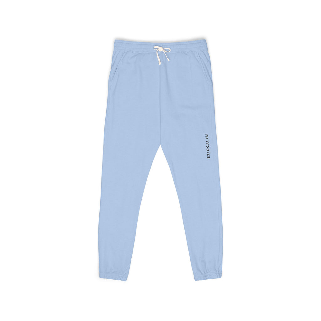 Cream Minimalist Sweatpants — Relaxed Fleece Joggers with Vertical Side Logo