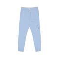 Cream Minimalist Sweatpants — Relaxed Fleece Joggers with Vertical Side Logo