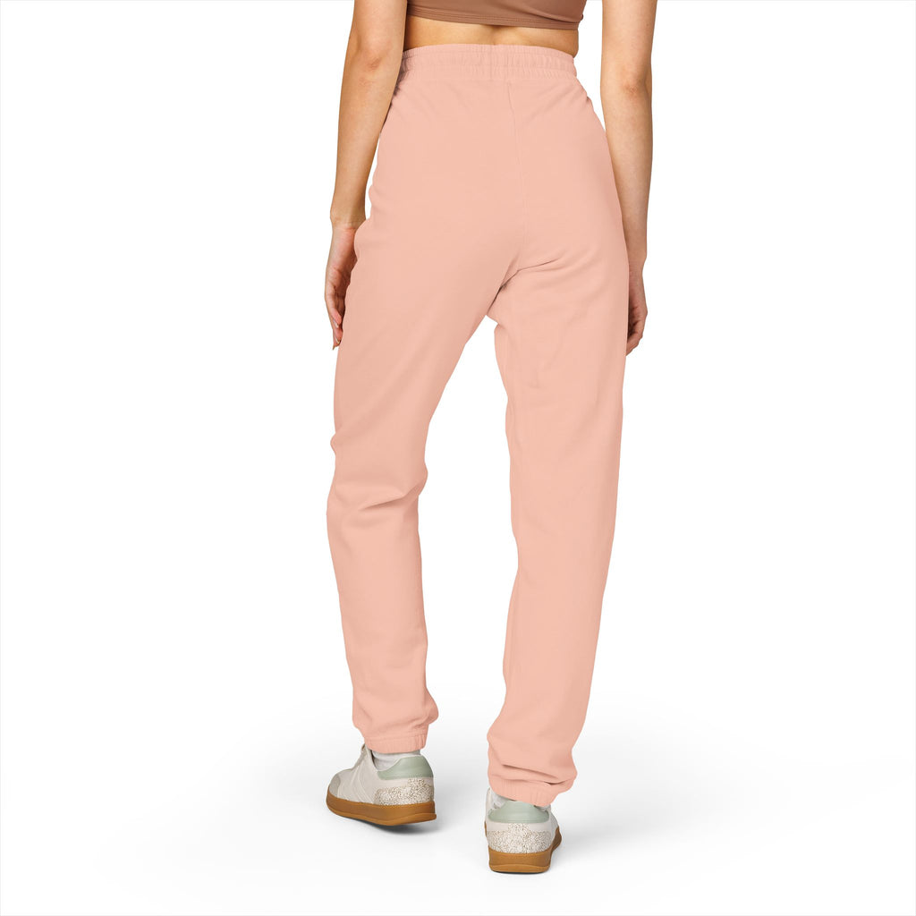 Cream Minimalist Sweatpants — Relaxed Fleece Joggers with Vertical Side Logo