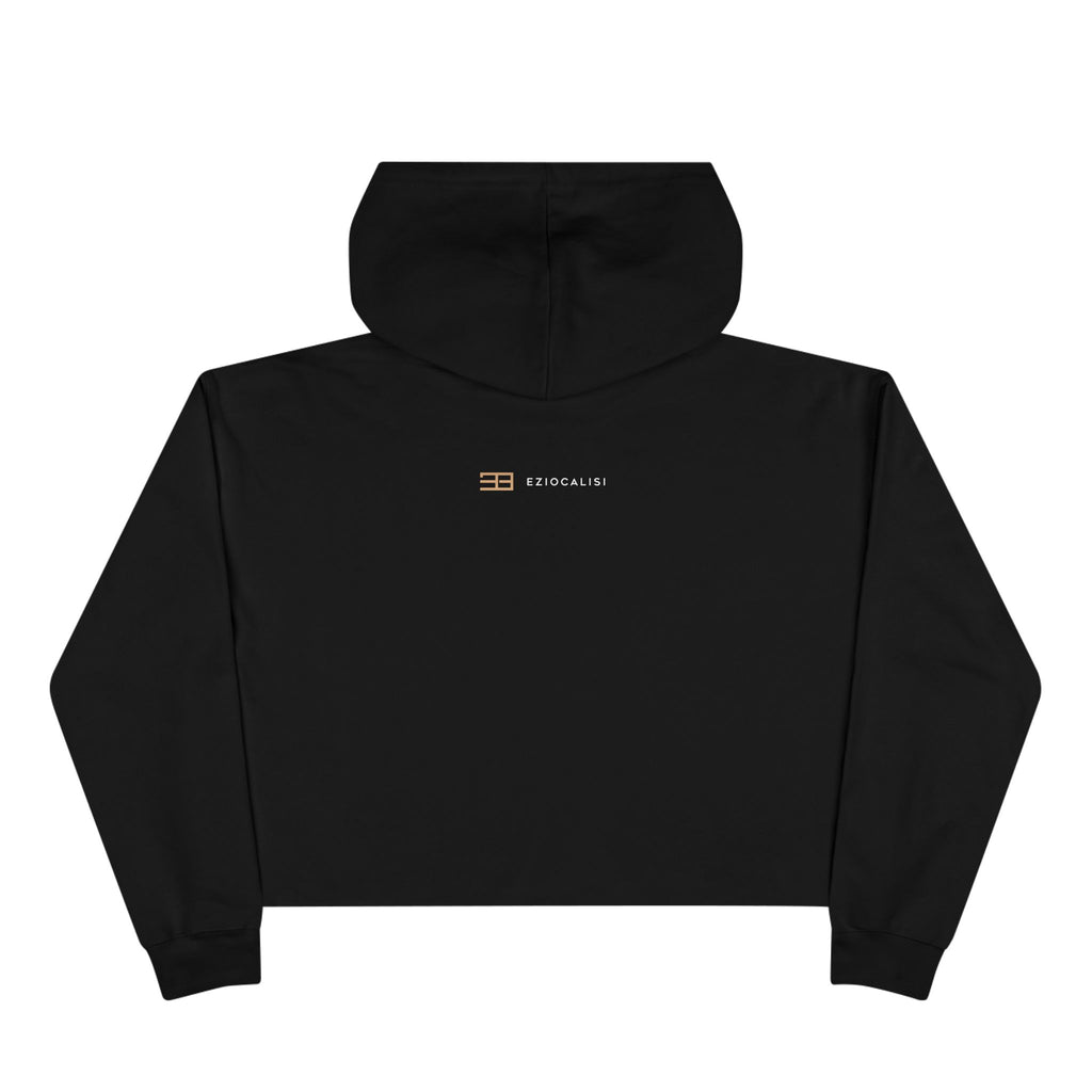 Minimalist Gold Logo Crop Hoodie — Women's Trendy Cropped Pullover