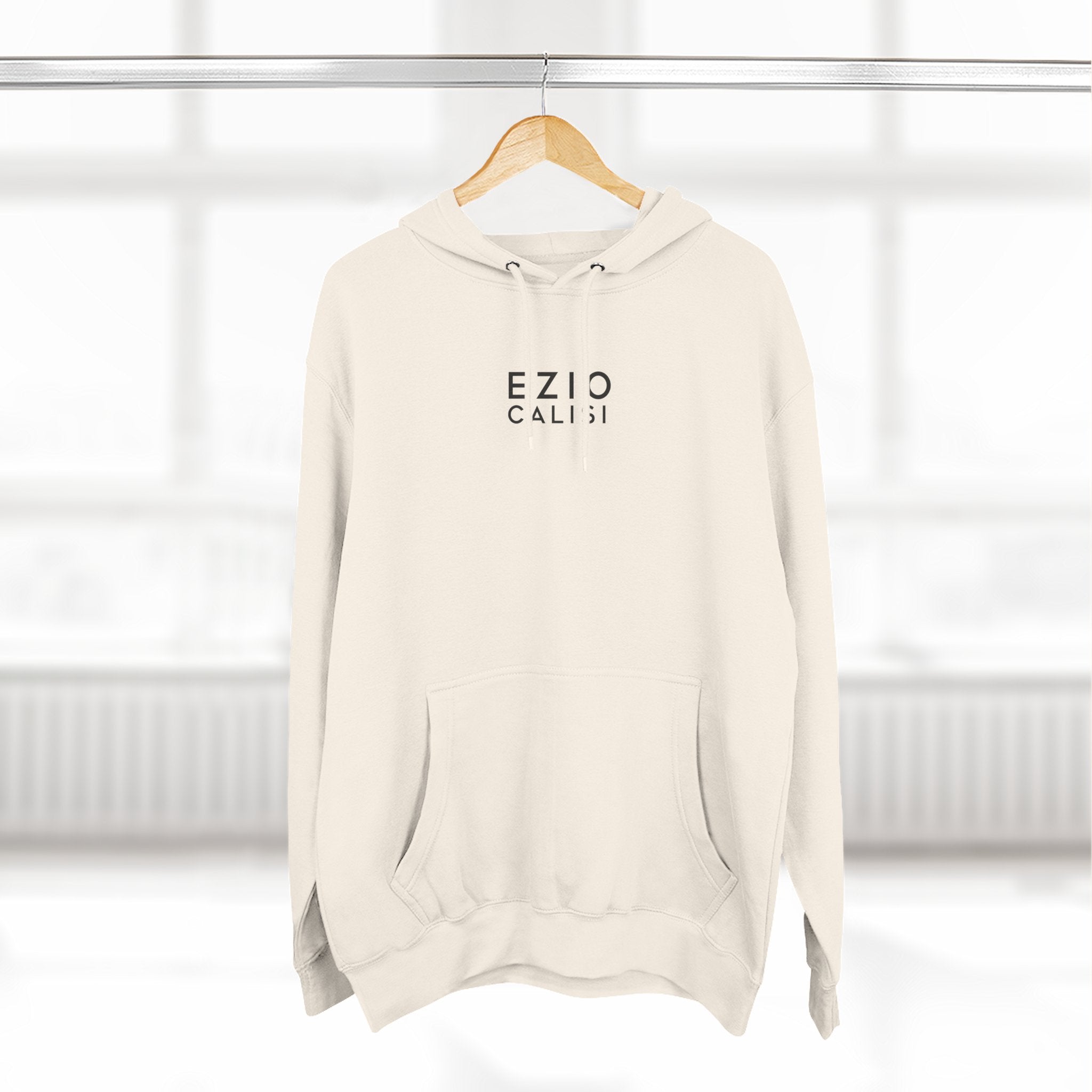 Minimalist 'EZIO CILISI' Logo Hoodie — Lightweight Three-Panel Fleece
