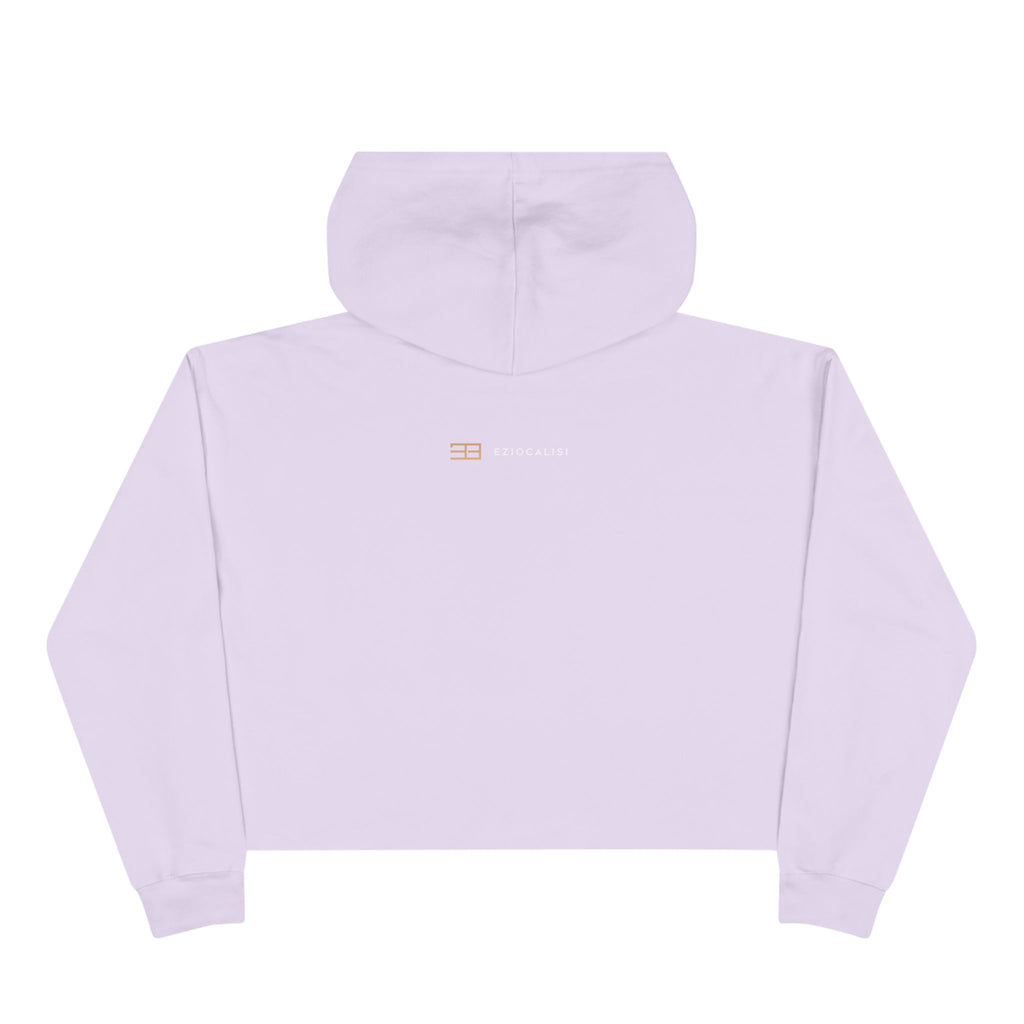Minimalist Gold Logo Crop Hoodie — Women's Trendy Cropped Pullover