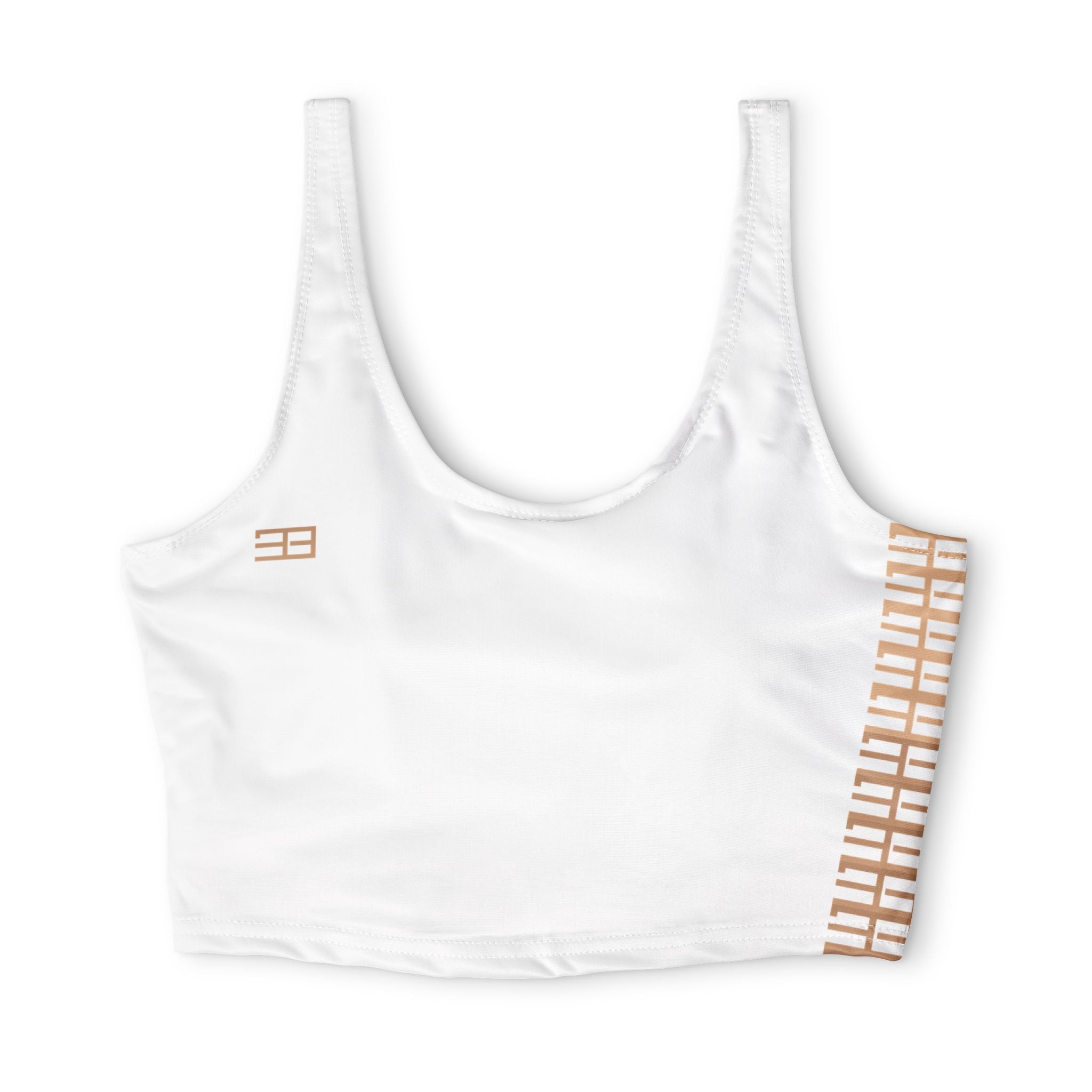 Minimalist White Sports Bra — Subtle Logo Crop Activewear