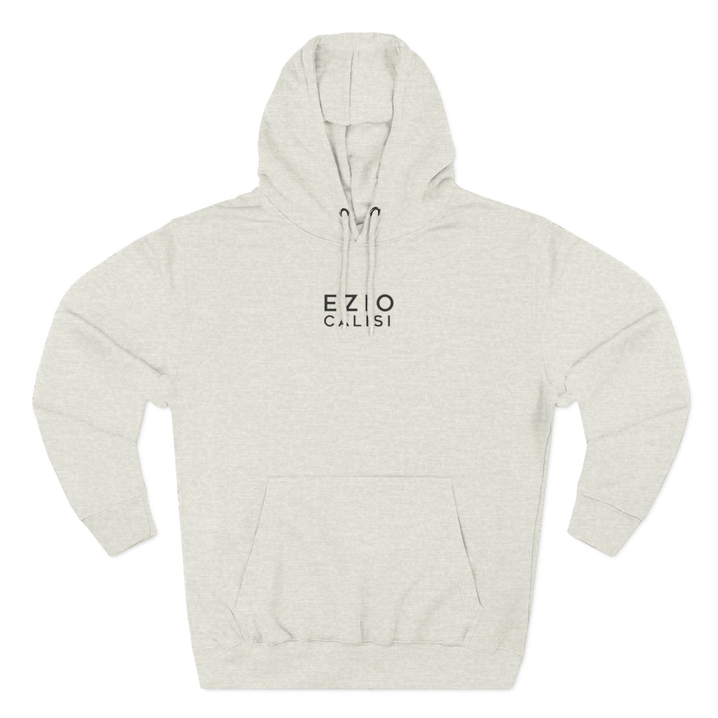 Minimalist 'EZIO CILISI' Logo Hoodie — Lightweight Three-Panel Fleece