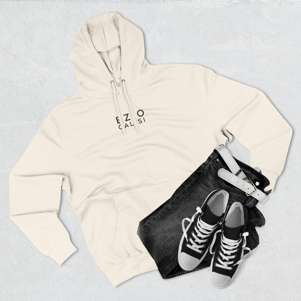 Minimalist 'EZIO CILISI' Logo Hoodie — Lightweight Three-Panel Fleece