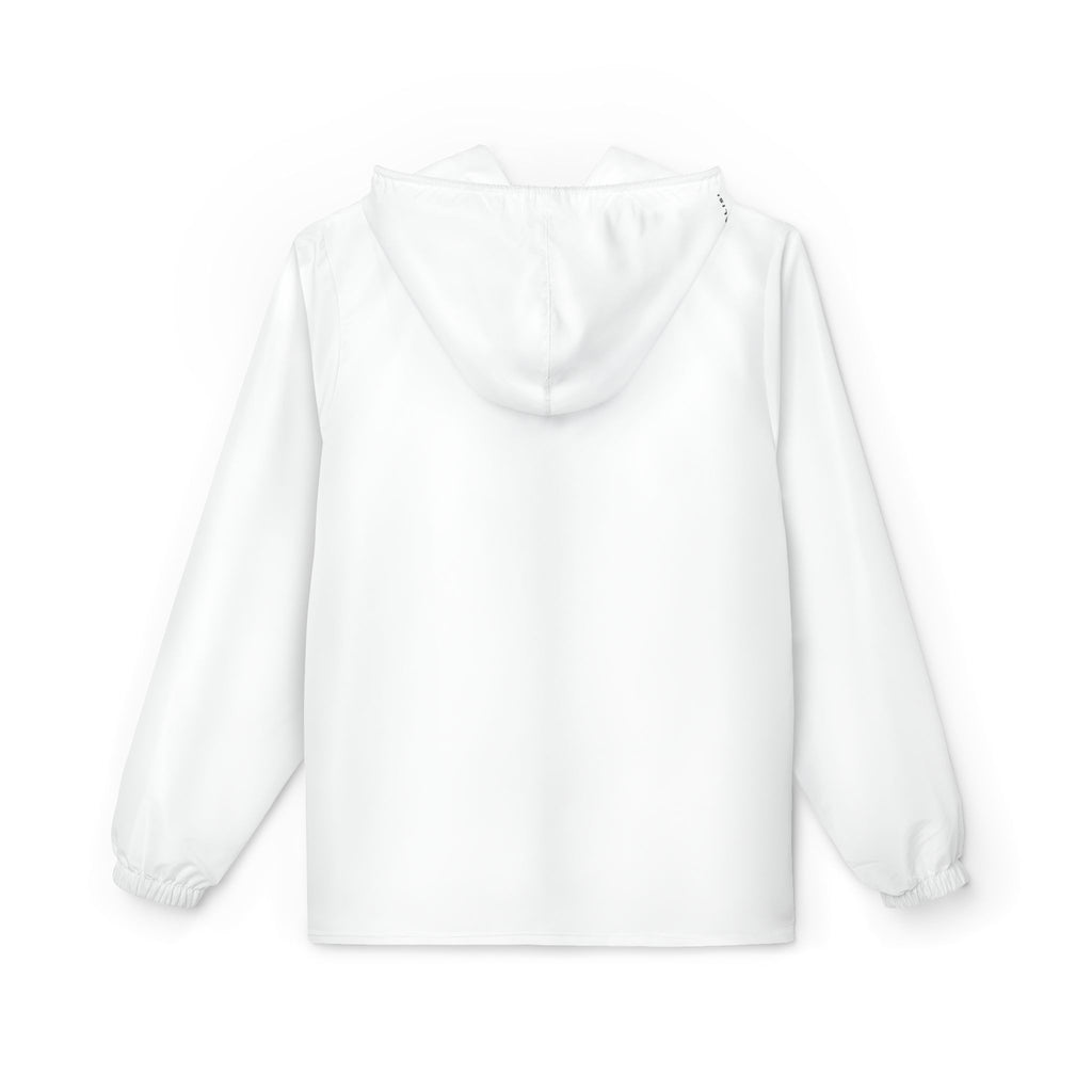 Minimal White Windbreaker Jacket — Lightweight Hooded Zip-Up