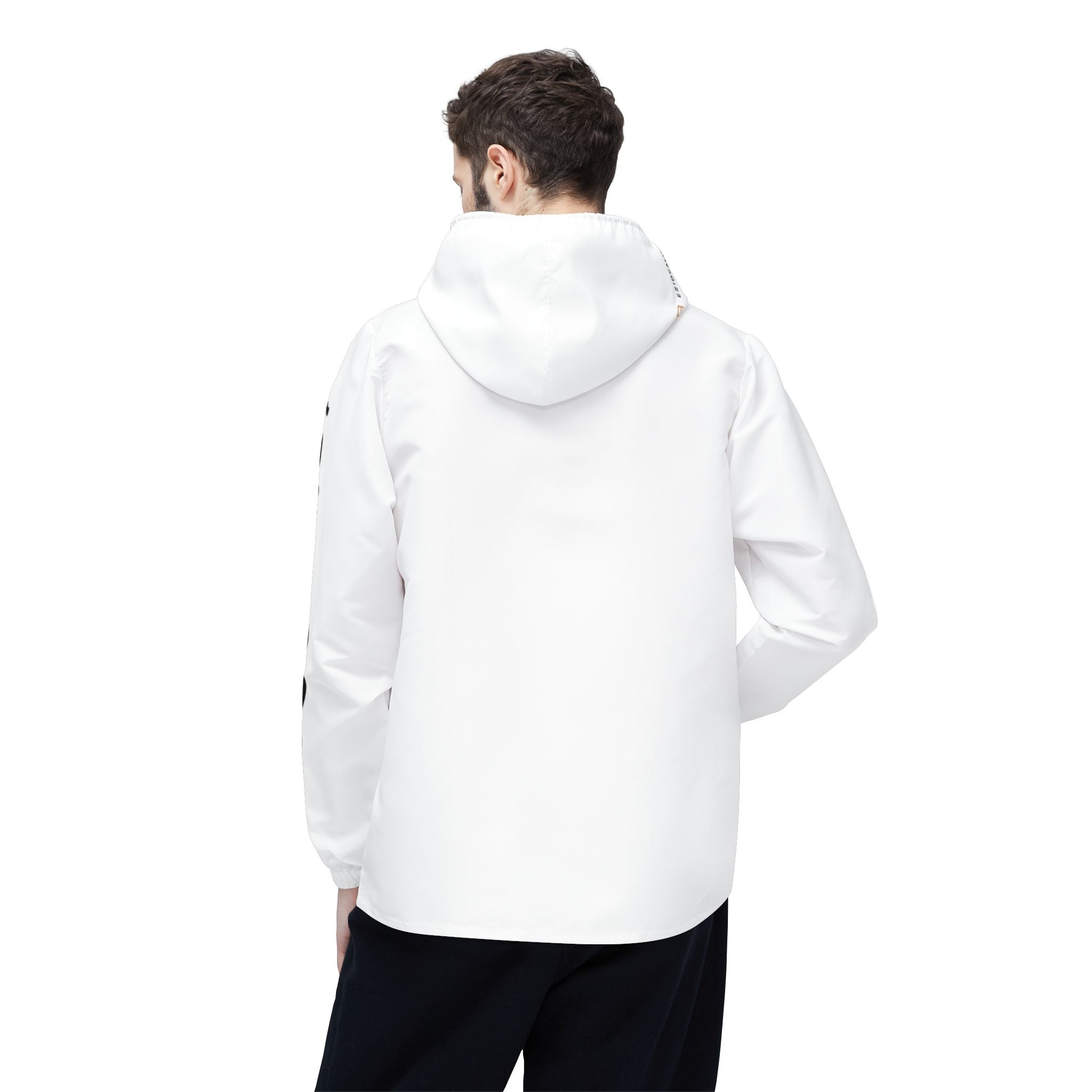 Minimal White Windbreaker Jacket — Lightweight Hooded Zip-Up