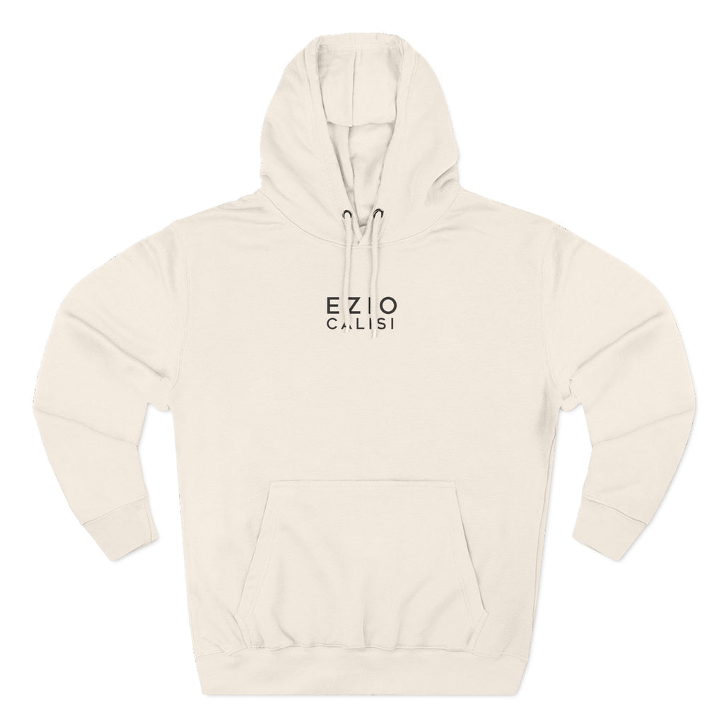 Minimalist 'EZIO CILISI' Logo Hoodie — Lightweight Three-Panel Fleece