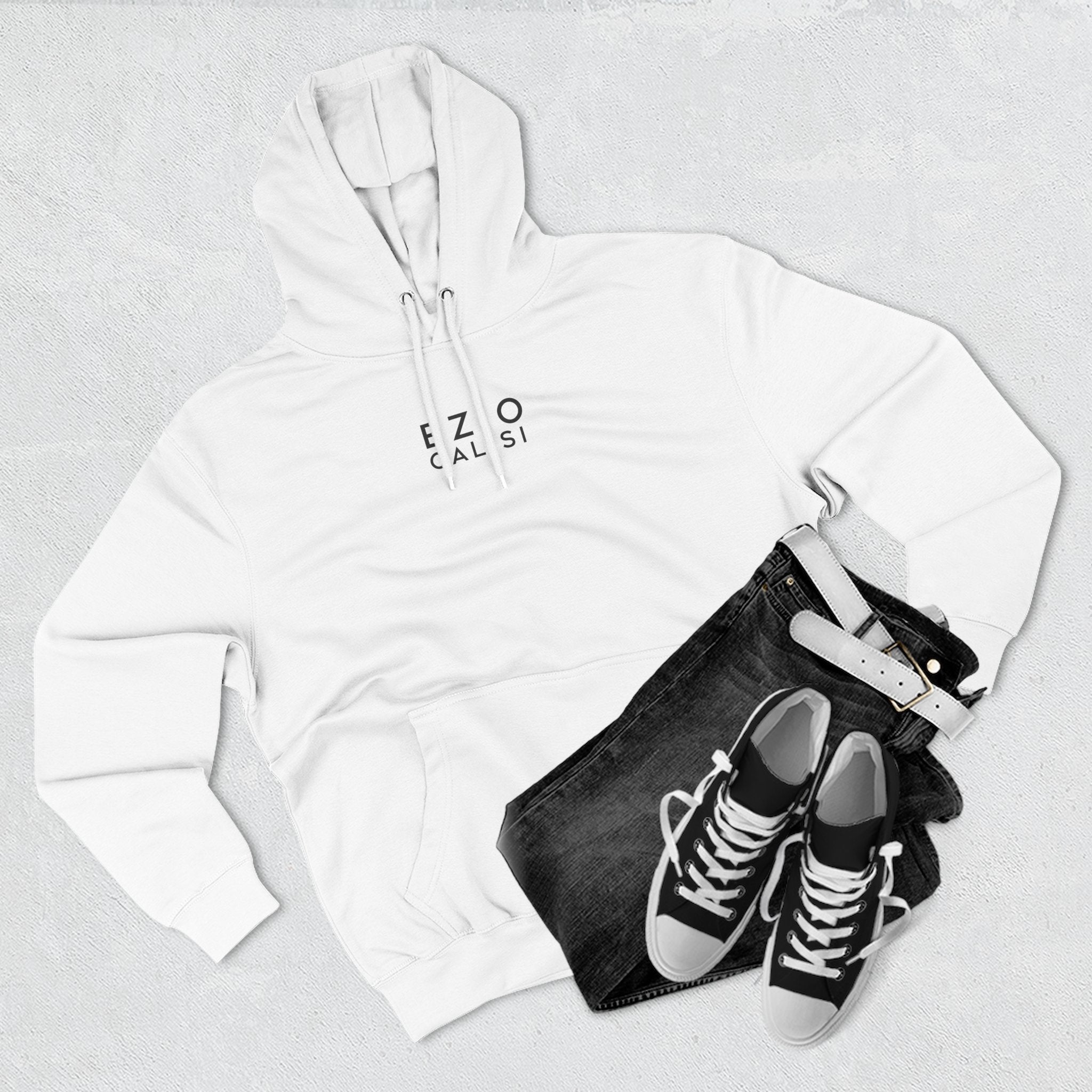Minimalist 'EZIO CILISI' Logo Hoodie — Lightweight Three-Panel Fleece