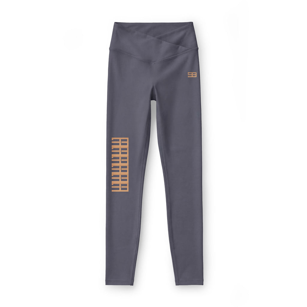 Luxe V-Waist Leggings — Gray Activewear with Copper Accent