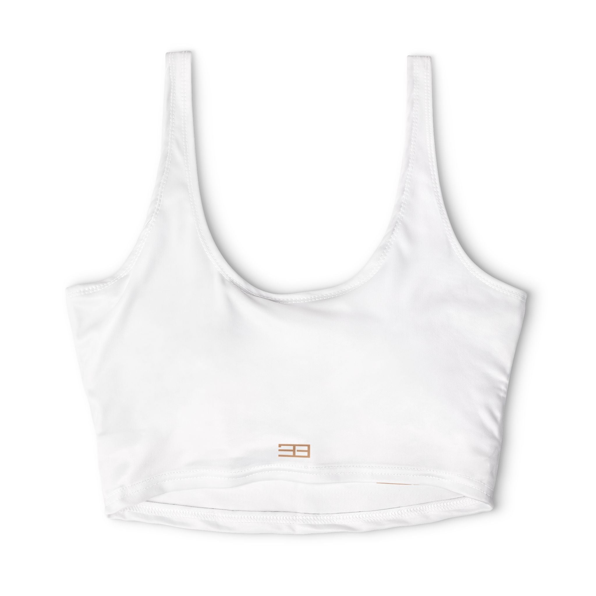 Minimalist Grid Sports Bra — Lightweight White Polyester Activewear