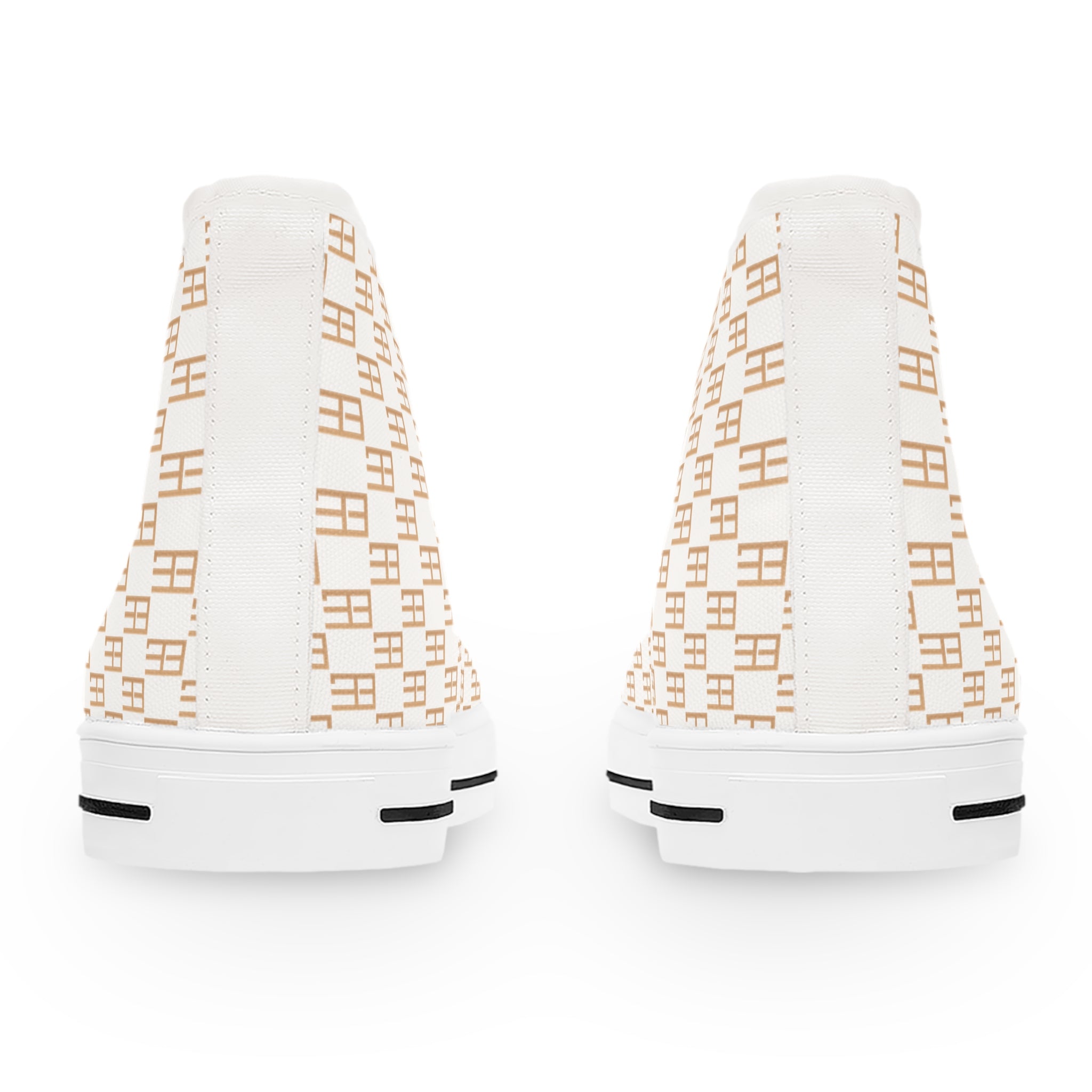 Women’s High-Top Sneakers — Beige Geometric Monogram Pattern