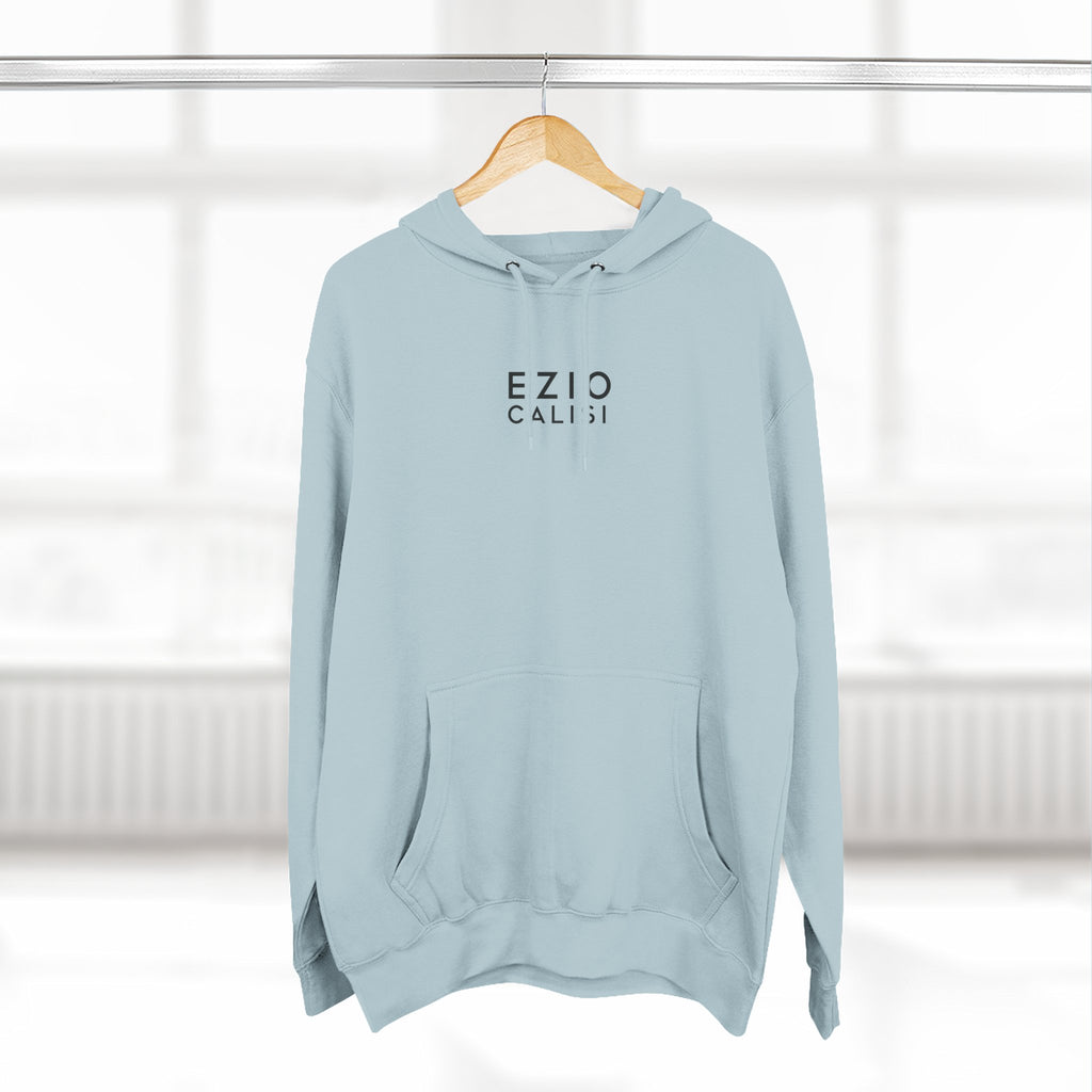 Minimalist 'EZIO CILISI' Logo Hoodie — Lightweight Three-Panel Fleece