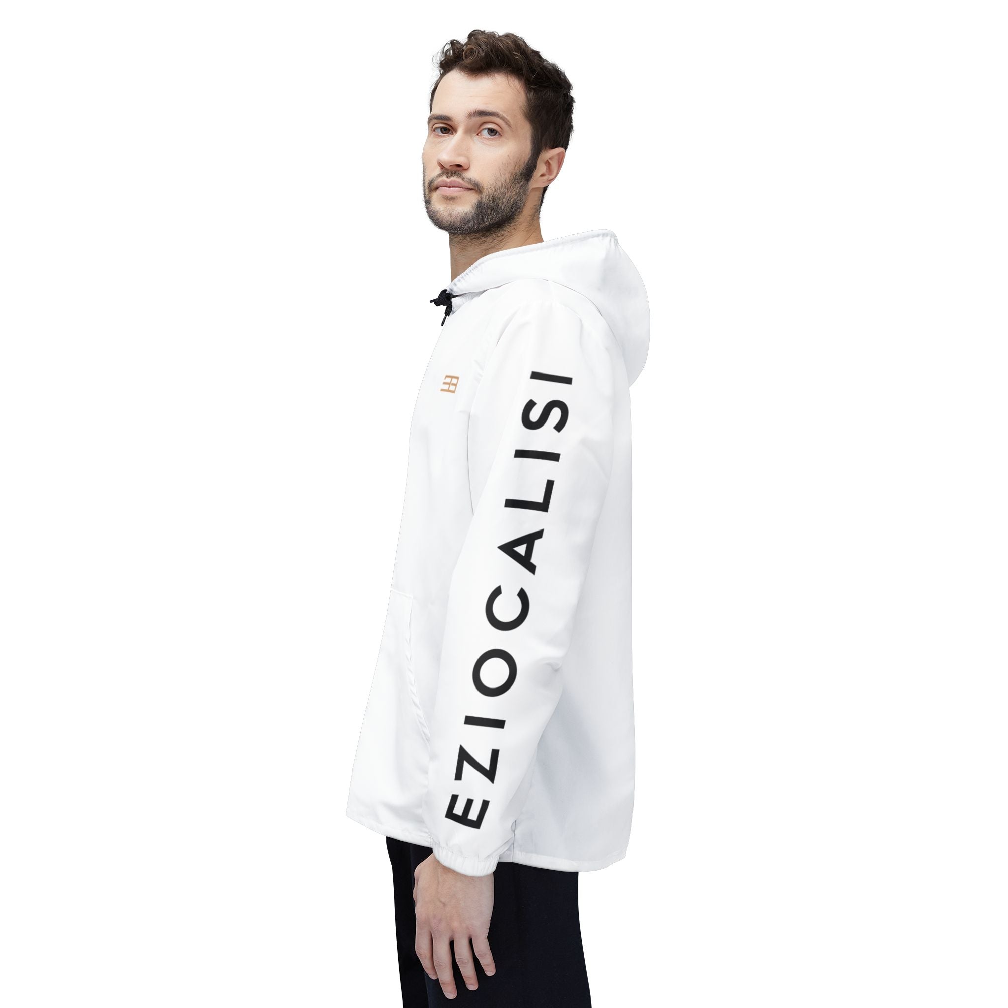 Minimal White Windbreaker Jacket — Lightweight Hooded Zip-Up