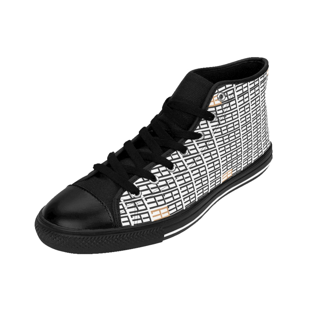 High-Top Sneakers — Minimal Grid Pattern Women's Classic Shoes