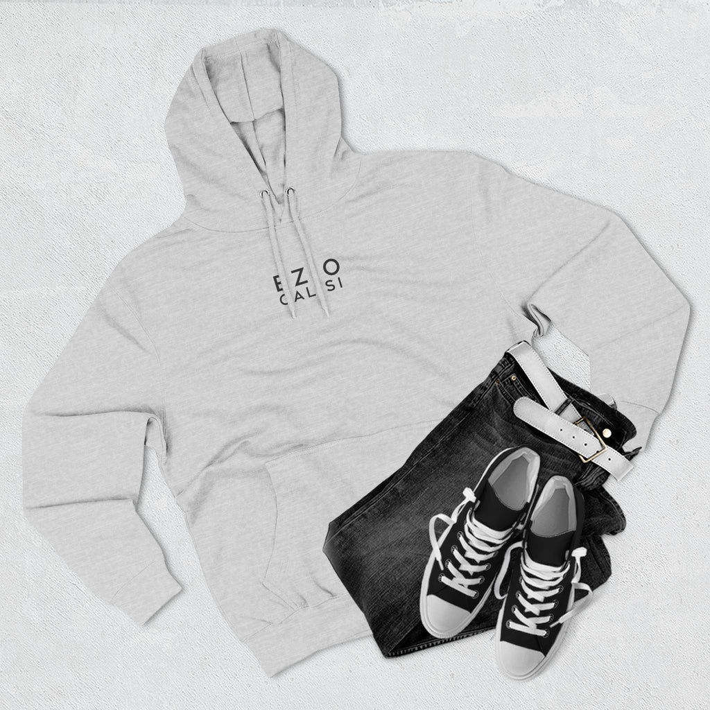 Minimalist 'EZIO CILISI' Logo Hoodie — Lightweight Three-Panel Fleece