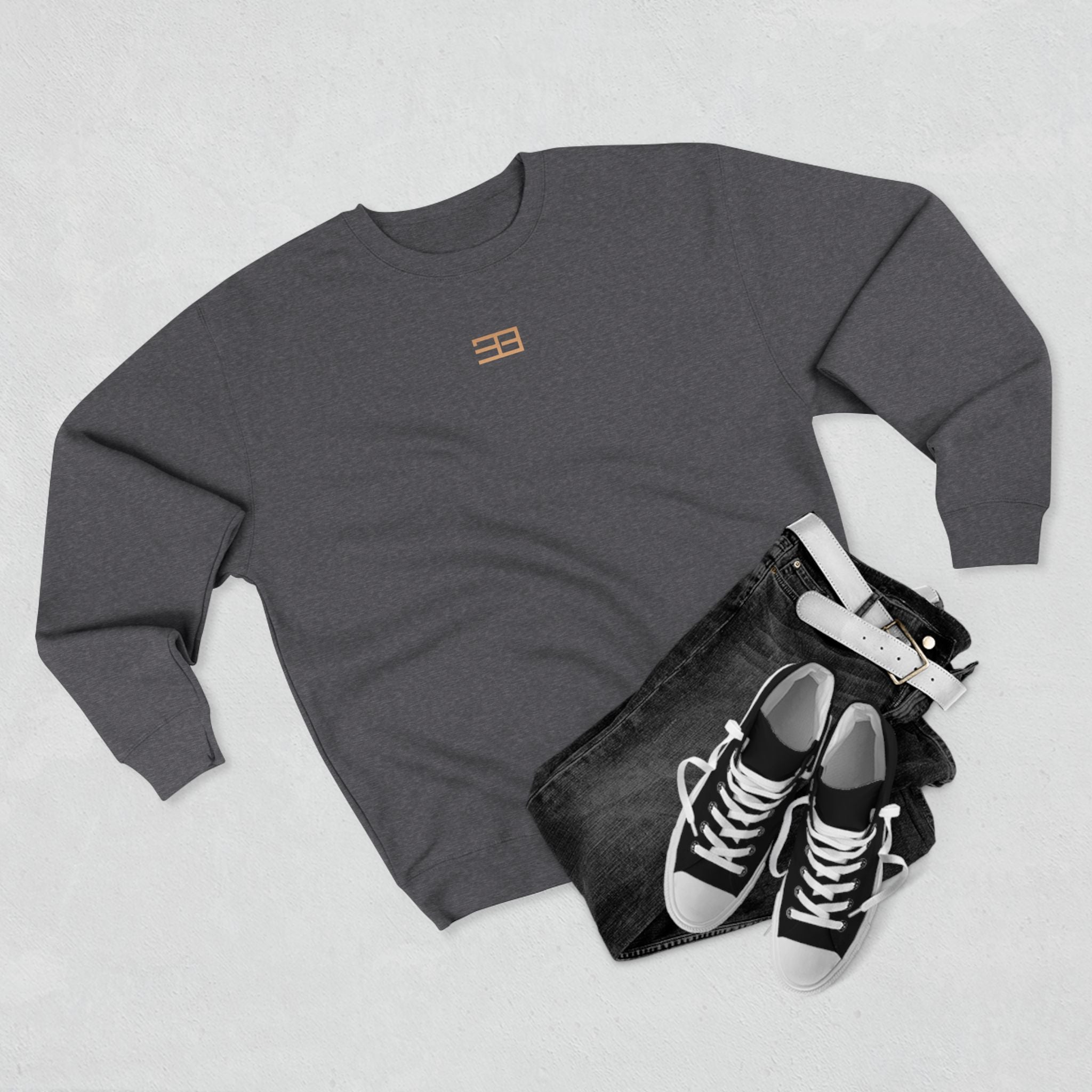 Minimalist Flag Crewneck Sweatshirt — Subtle Chest Logo