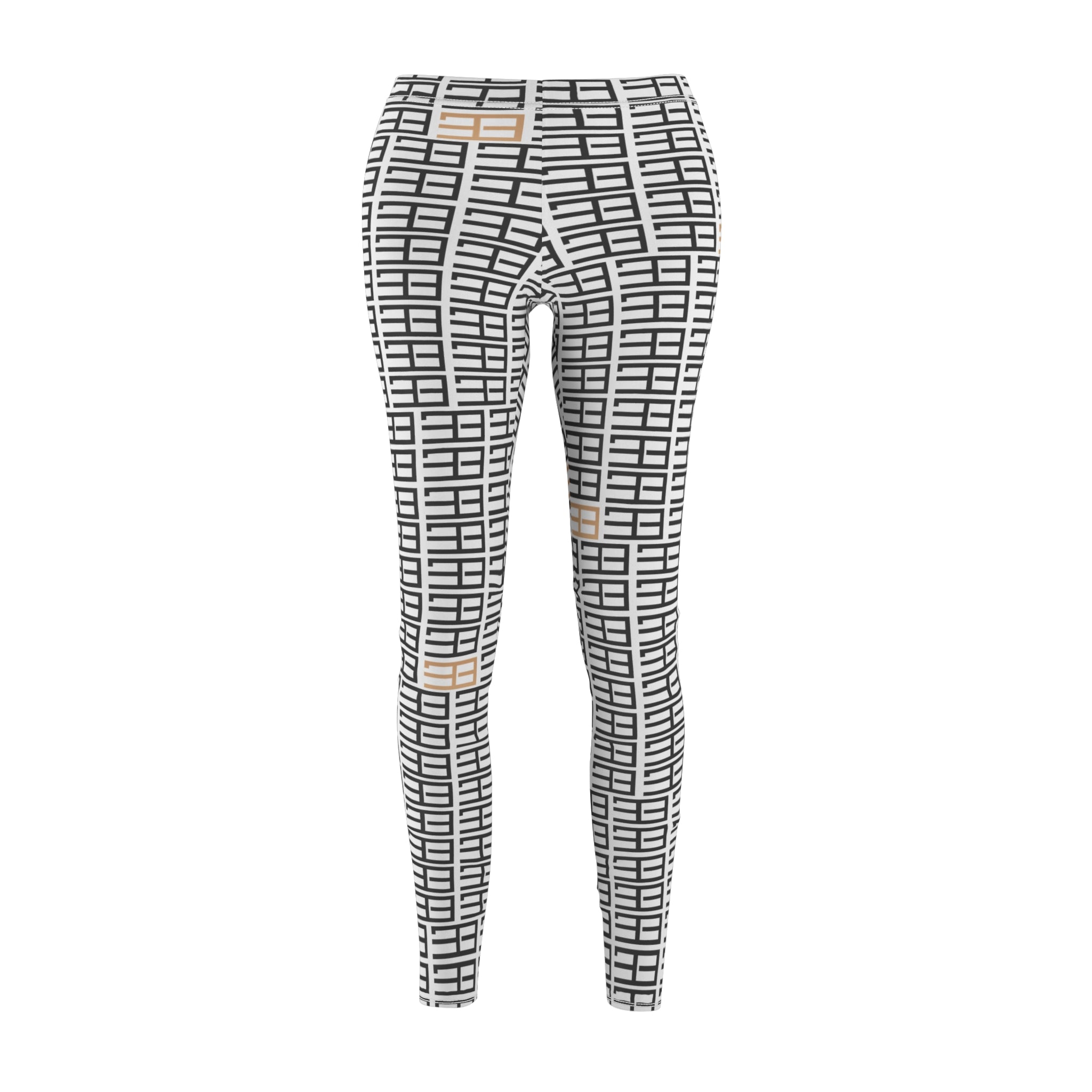 Copy of Beige Woven Plaid Women's Leggings — Casual All-Over Print