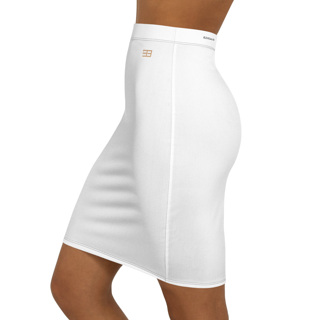 White Mid-Waist Pencil Skirt — Sleek Everyday & Office Wear