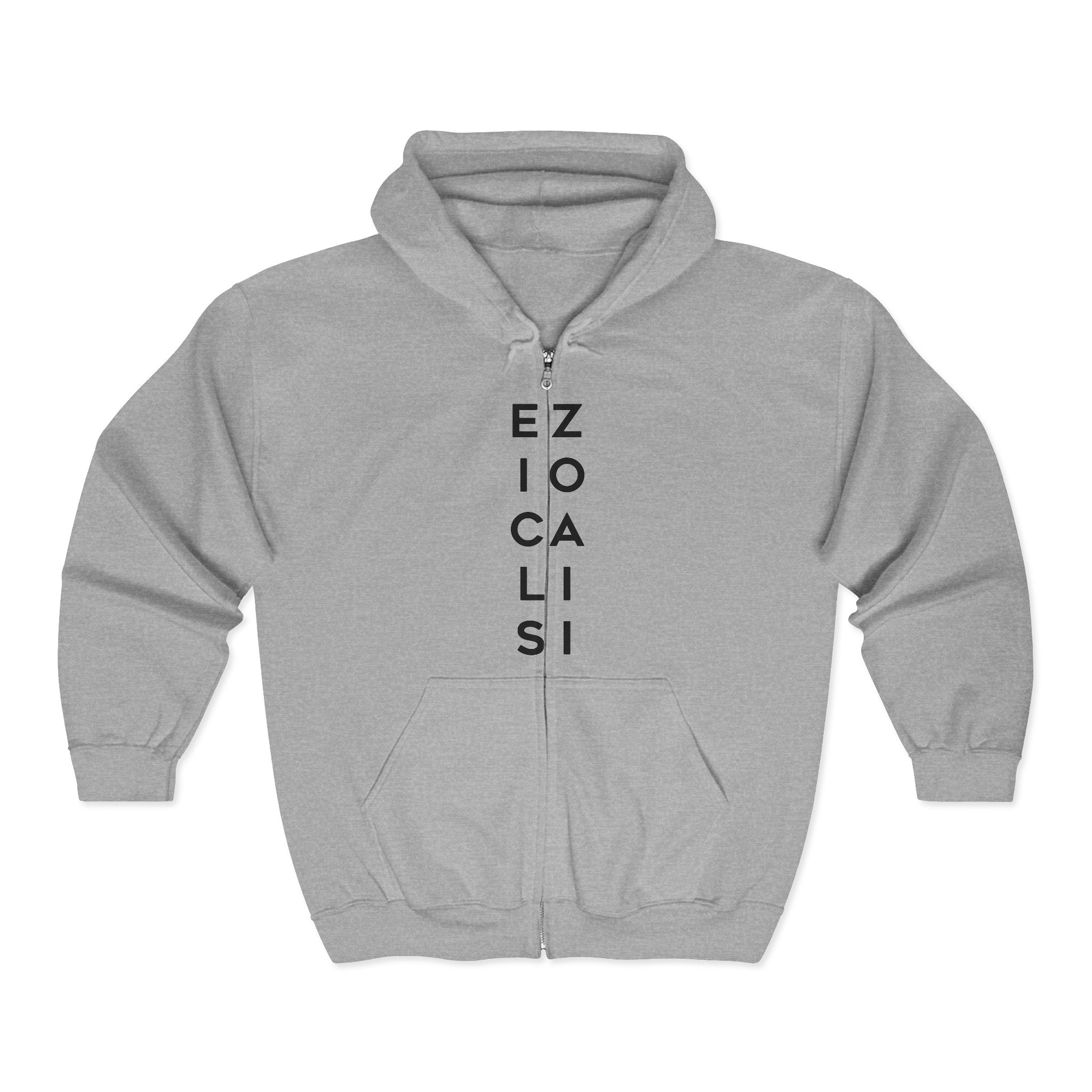 Zip Hoodie — Vertical "EZ LOCALS" Minimal Streetwear
