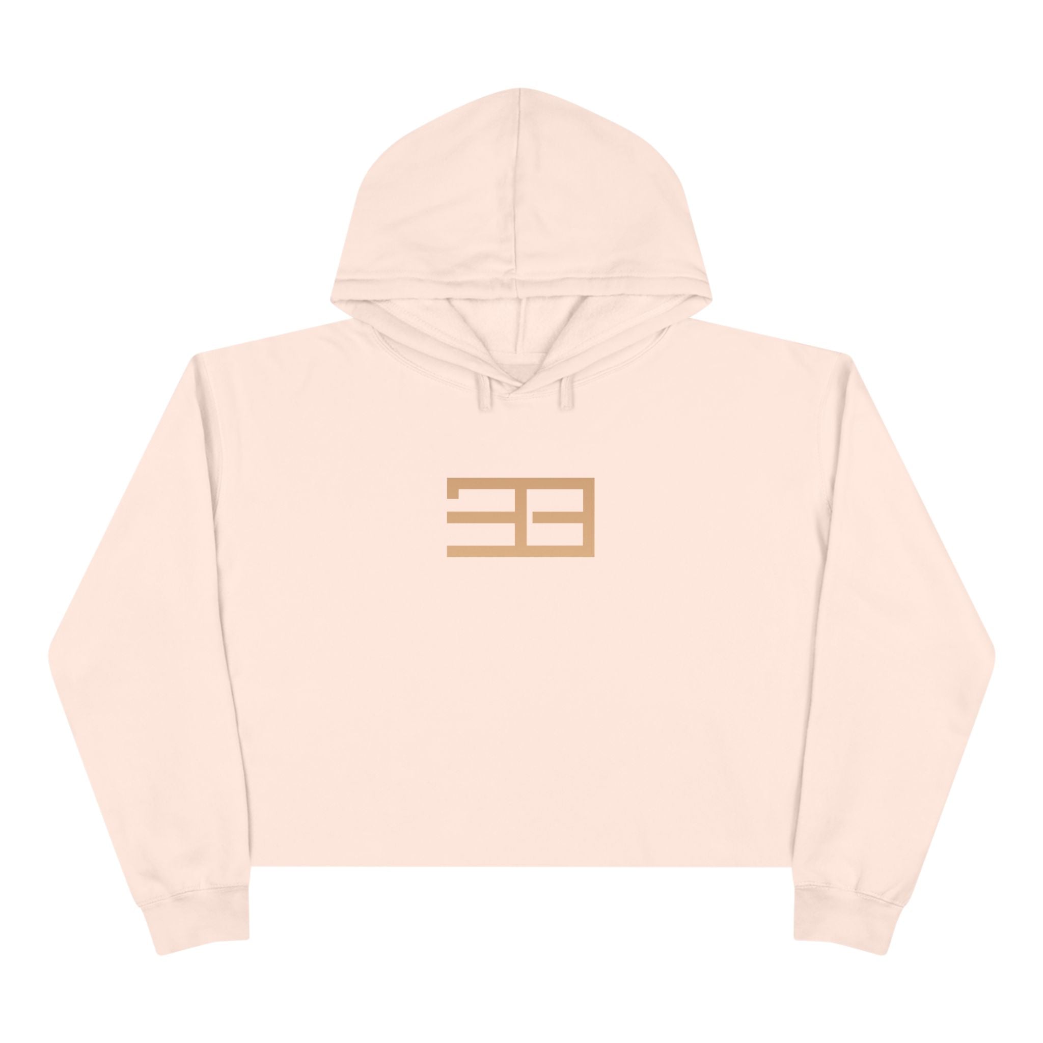 Minimalist Gold Logo Crop Hoodie — Women's Trendy Cropped Pullover