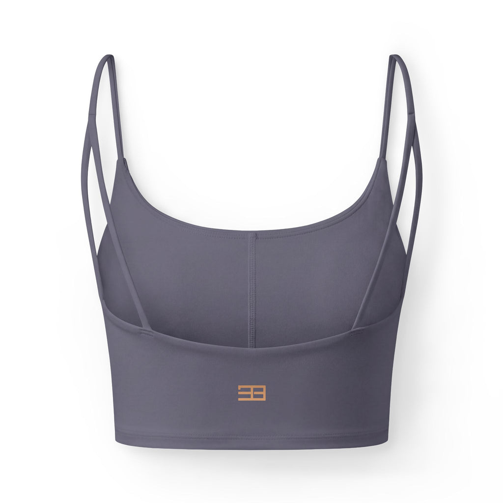 Luxe Crop Bra — Minimalist Gray Sports Bra with Geometric Accent