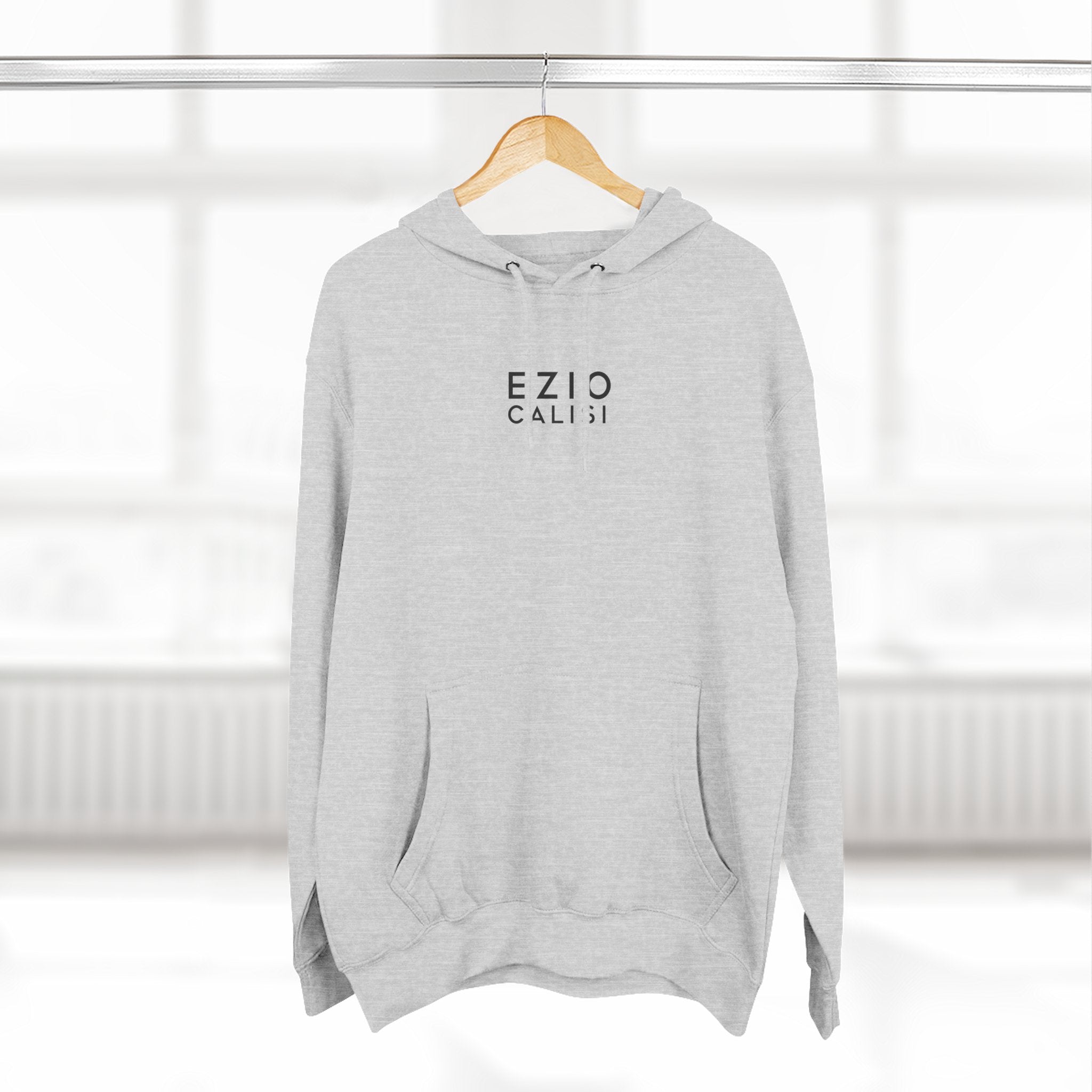 Minimalist 'EZIO CILISI' Logo Hoodie — Lightweight Three-Panel Fleece