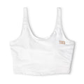 Gold Accent Sports Bra — Minimal Logo Athletic Crop Top