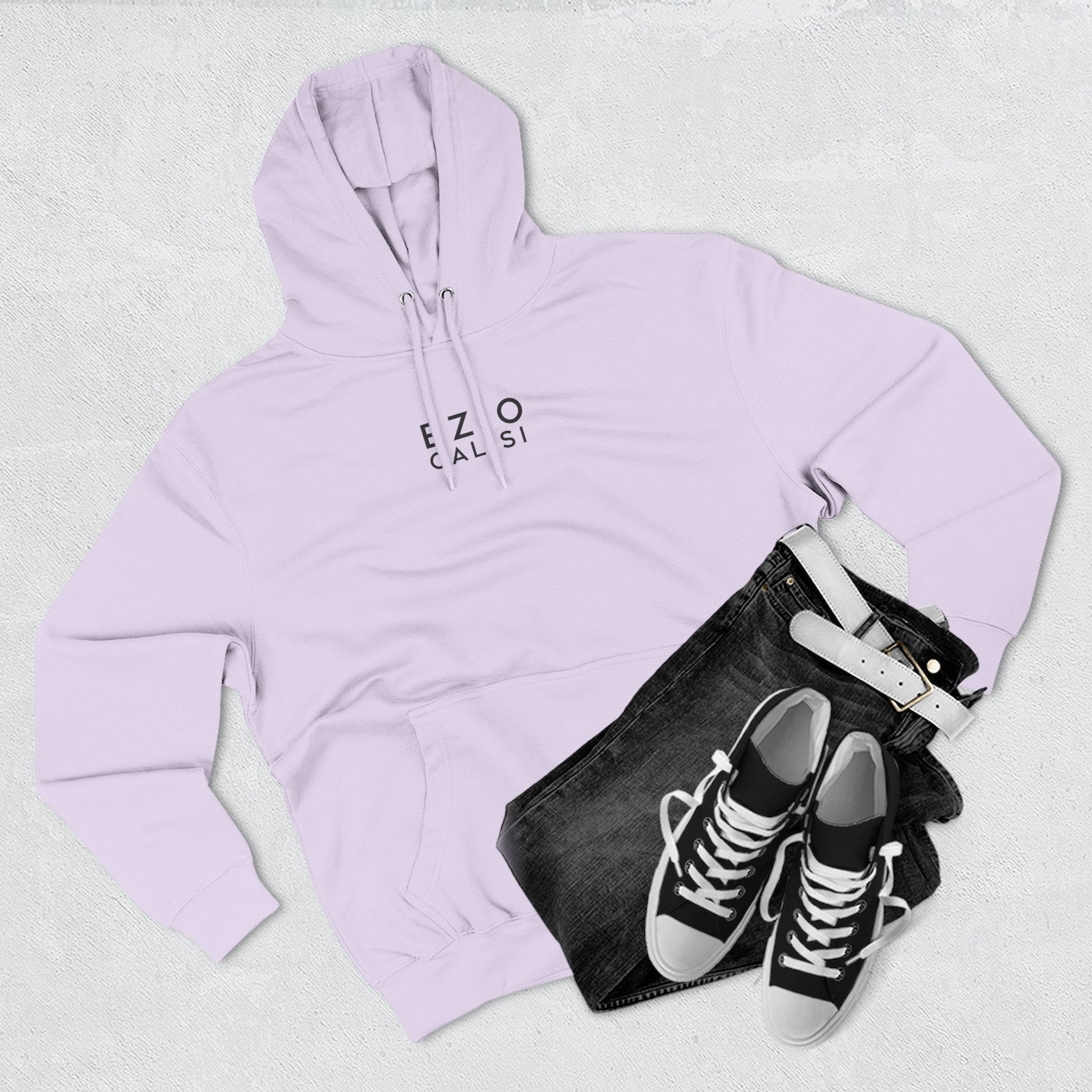 Minimalist 'EZIO CILISI' Logo Hoodie — Lightweight Three-Panel Fleece